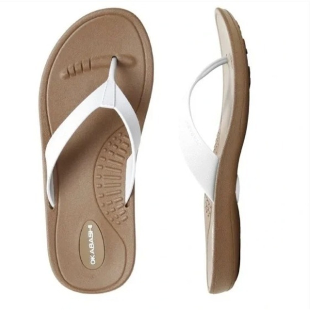 Okabashi Breeze Flip Flop Thong Sandal Slide M/L Women 8-9 Men 6-7 White #337D